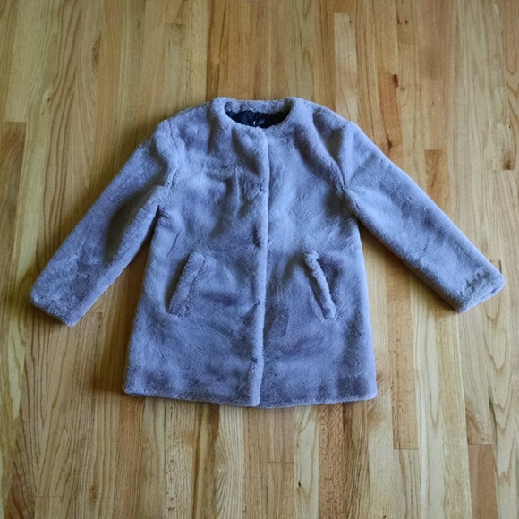 Zara Trf taupe faux fur coat size M - Picture 5 of 7